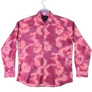 Maceoo Fibonacci A-17 Red Paisley Jacquard Button Down Shirt Mens XL Long Sleeve